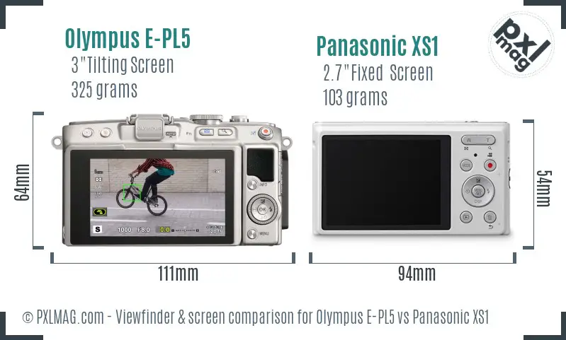 Olympus E-PL5 vs Panasonic XS1 Screen and Viewfinder comparison