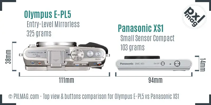 Olympus E-PL5 vs Panasonic XS1 top view buttons comparison