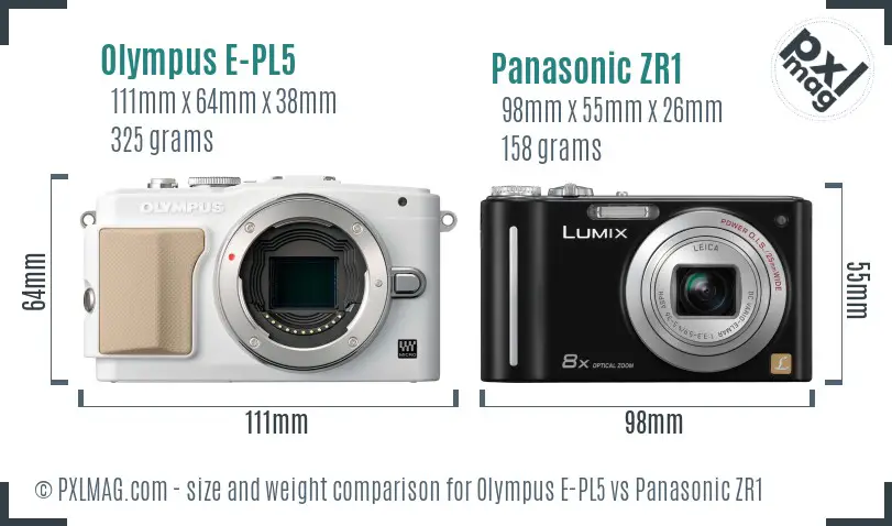 Olympus E-PL5 vs Panasonic ZR1 size comparison