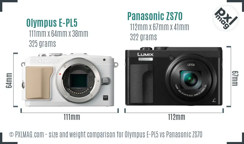 Olympus E-PL5 vs Panasonic ZS70 size comparison