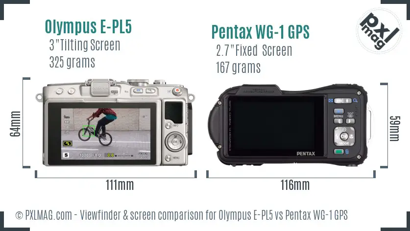 Olympus E-PL5 vs Pentax WG-1 GPS Screen and Viewfinder comparison