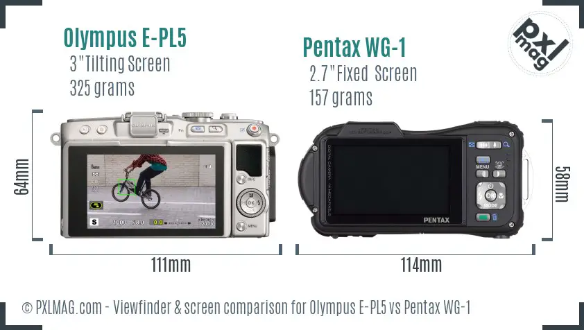 Olympus E-PL5 vs Pentax WG-1 Screen and Viewfinder comparison