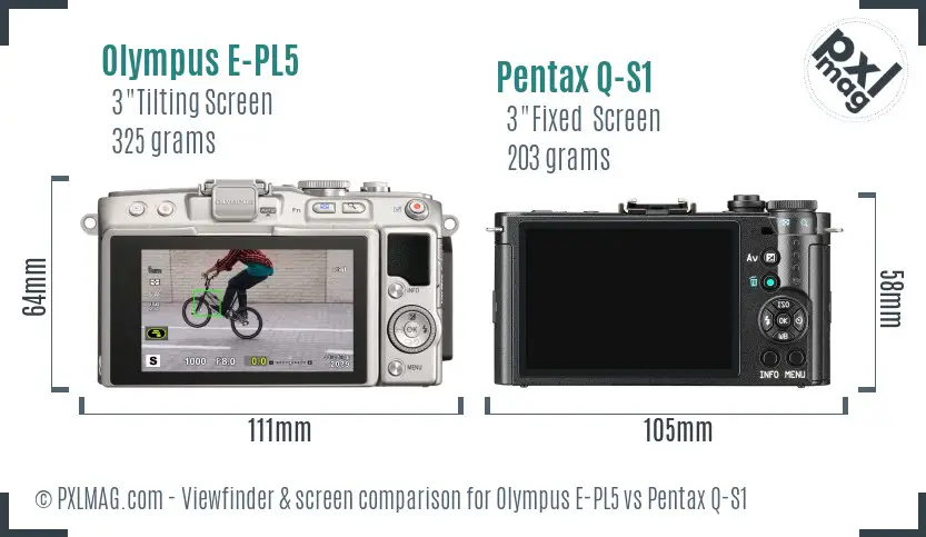 Olympus E-PL5 vs Pentax Q-S1 Screen and Viewfinder comparison