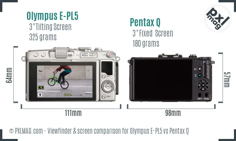 Olympus E-PL5 vs Pentax Q Screen and Viewfinder comparison