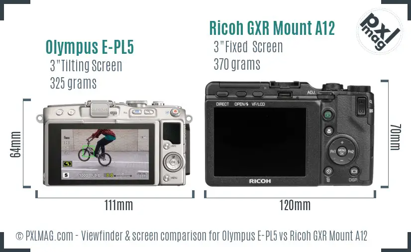 Olympus E-PL5 vs Ricoh GXR Mount A12 Screen and Viewfinder comparison Olympus E-PL5 vs Ricoh GXR Mount A12 Screen and Viewfinder comparison