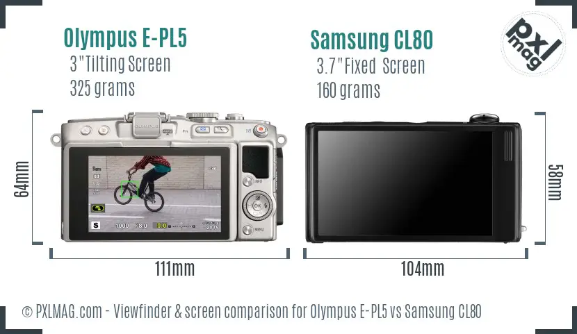 Olympus E-PL5 vs Samsung CL80 Screen and Viewfinder comparison Olympus E-PL5 vs Samsung CL80 Screen and Viewfinder comparison