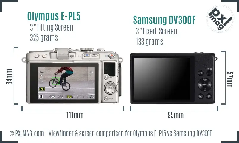 Olympus E-PL5 vs Samsung DV300F Screen and Viewfinder comparison Olympus E-PL5 vs Samsung DV300F Screen and Viewfinder comparison