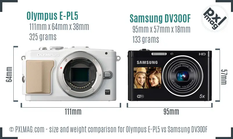 Olympus E-PL5 vs Samsung DV300F size comparison Olympus E-PL5 vs Samsung DV300F size comparison