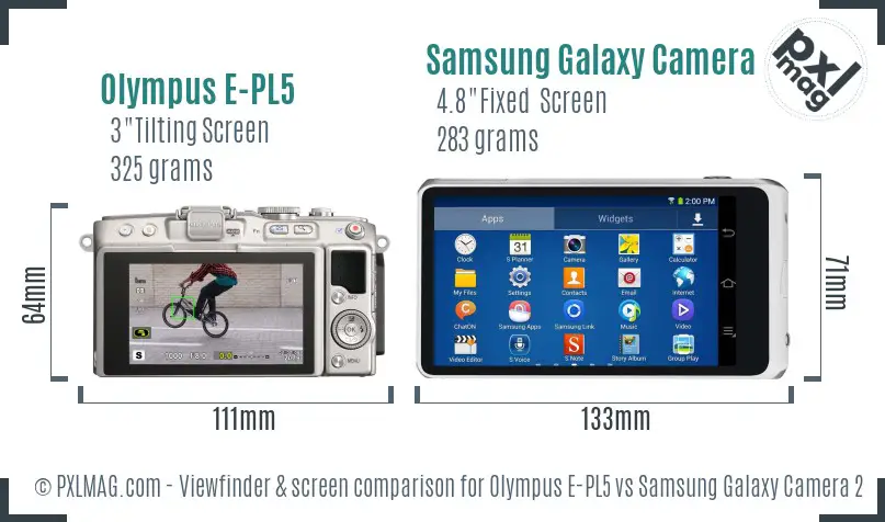 Olympus E-PL5 vs Samsung Galaxy Camera 2 Screen and Viewfinder comparison