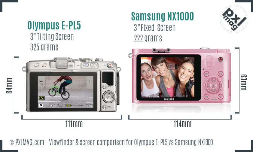Olympus E-PL5 vs Samsung NX1000 Screen and Viewfinder comparison