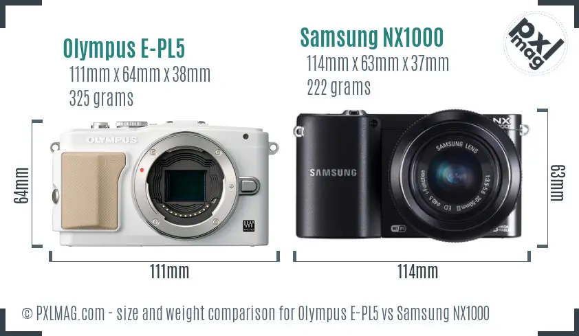 Olympus E-PL5 vs Samsung NX1000 size comparison