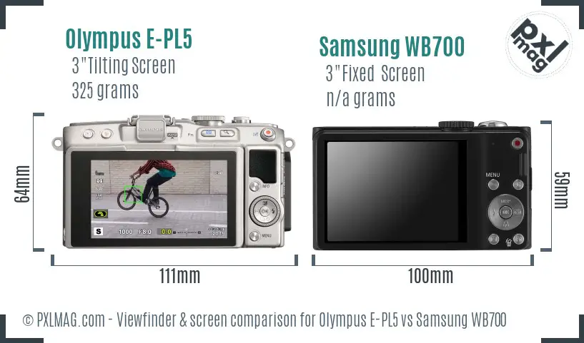 Olympus E-PL5 vs Samsung WB700 Screen and Viewfinder comparison Olympus E-PL5 vs Samsung WB700 Screen and Viewfinder comparison