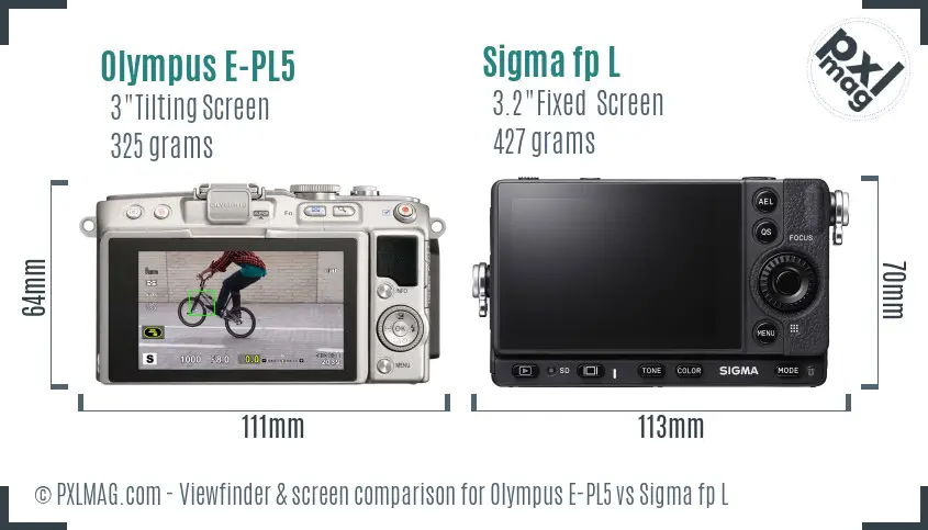 Olympus E-PL5 vs Sigma fp L Screen and Viewfinder comparison