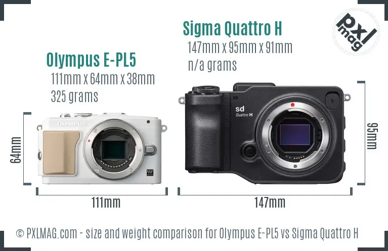 Olympus E-PL5 vs Sigma Quattro H size comparison Olympus E-PL5 vs Sigma Quattro H size comparison