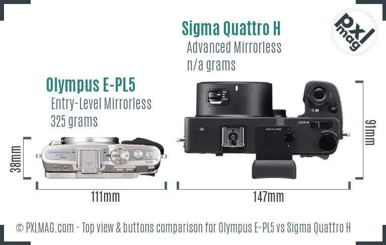 Olympus E-PL5 vs Sigma Quattro H top view buttons comparison
