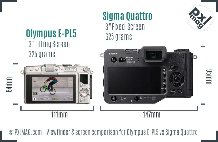 Olympus E-PL5 vs Sigma Quattro Screen and Viewfinder comparison