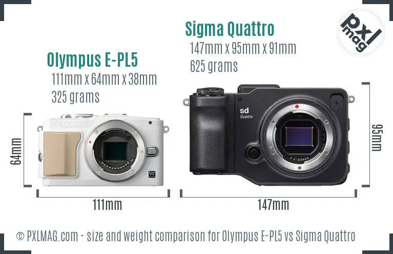 Olympus E-PL5 vs Sigma Quattro size comparison