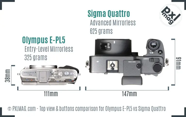 Olympus E-PL5 vs Sigma Quattro top view buttons comparison