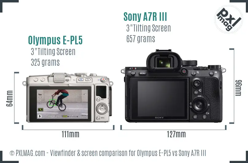 Olympus E-PL5 vs Sony A7R III Screen and Viewfinder comparison