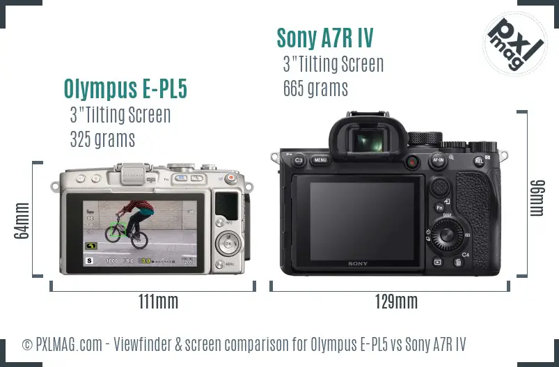 Olympus E-PL5 vs Sony A7R IV Screen and Viewfinder comparison