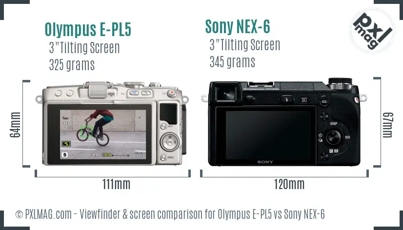 Olympus E-PL5 vs Sony NEX-6 Screen and Viewfinder comparison