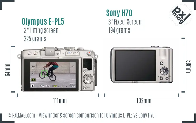Olympus E-PL5 vs Sony H70 Screen and Viewfinder comparison