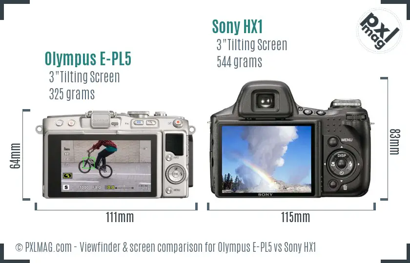 Olympus E-PL5 vs Sony HX1 Screen and Viewfinder comparison
