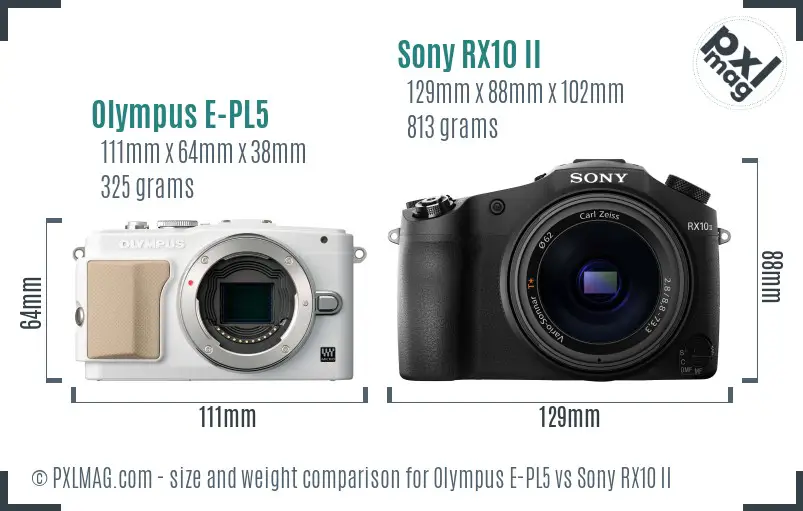 Olympus E-PL5 vs Sony RX10 II size comparison