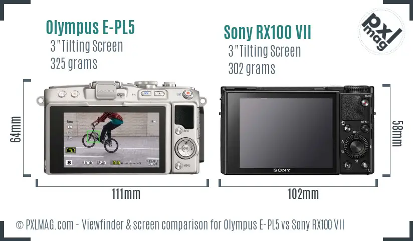 Olympus E-PL5 vs Sony RX100 VII Screen and Viewfinder comparison Olympus E-PL5 vs Sony RX100 VII Screen and Viewfinder comparison
