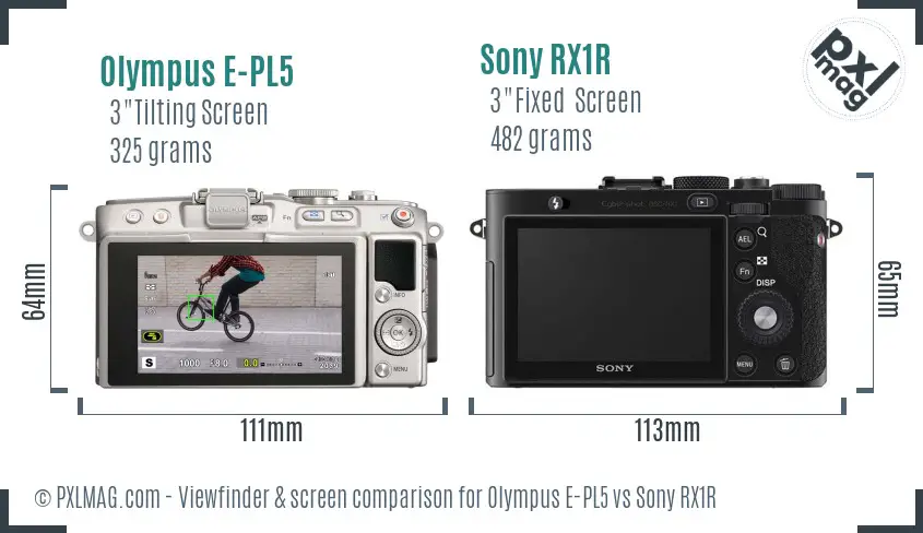 Olympus E-PL5 vs Sony RX1R Screen and Viewfinder comparison Olympus E-PL5 vs Sony RX1R Screen and Viewfinder comparison
