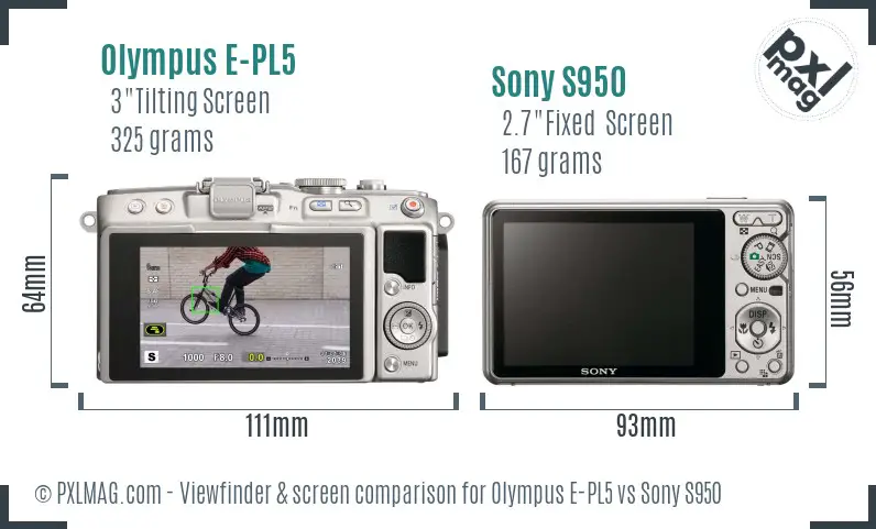 Olympus E-PL5 vs Sony S950 Screen and Viewfinder comparison Olympus E-PL5 vs Sony S950 Screen and Viewfinder comparison