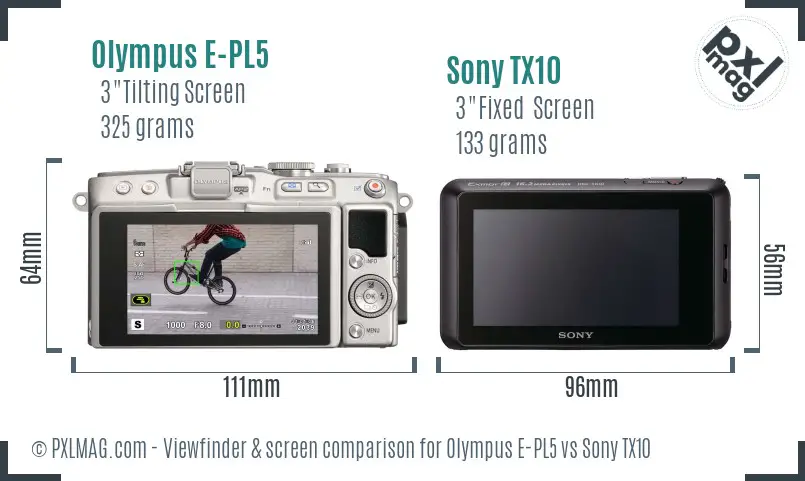 Olympus E-PL5 vs Sony TX10 Screen and Viewfinder comparison Olympus E-PL5 vs Sony TX10 Screen and Viewfinder comparison