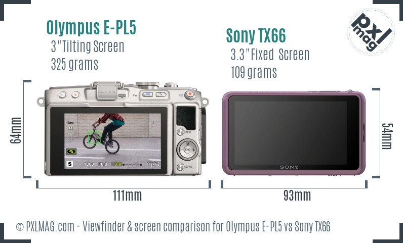 Olympus E-PL5 vs Sony TX66 Screen and Viewfinder comparison