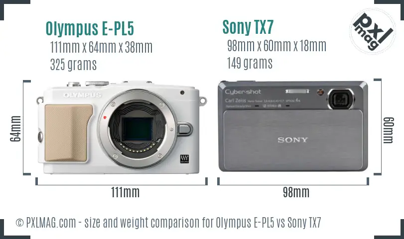 Olympus E-PL5 vs Sony TX7 size comparison Olympus E-PL5 vs Sony TX7 size comparison