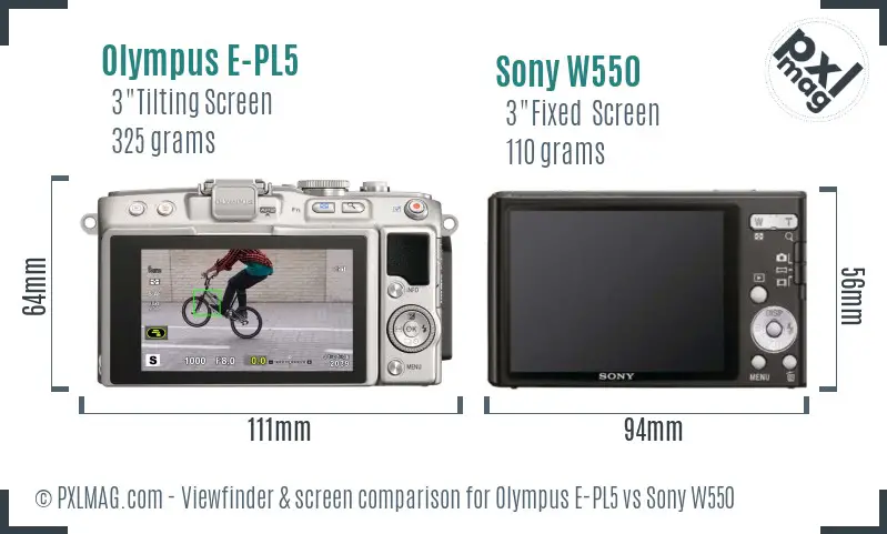 Olympus E-PL5 vs Sony W550 Screen and Viewfinder comparison Olympus E-PL5 vs Sony W550 Screen and Viewfinder comparison