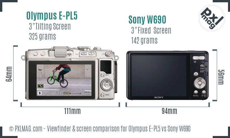 Olympus E-PL5 vs Sony W690 Screen and Viewfinder comparison