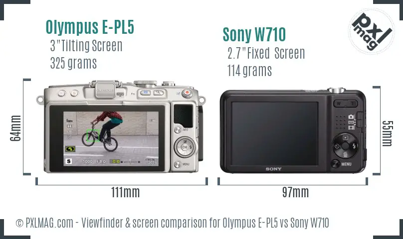 Olympus E-PL5 vs Sony W710 Screen and Viewfinder comparison