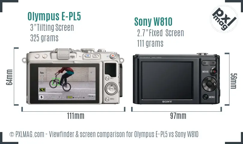 Olympus E-PL5 vs Sony W810 Screen and Viewfinder comparison