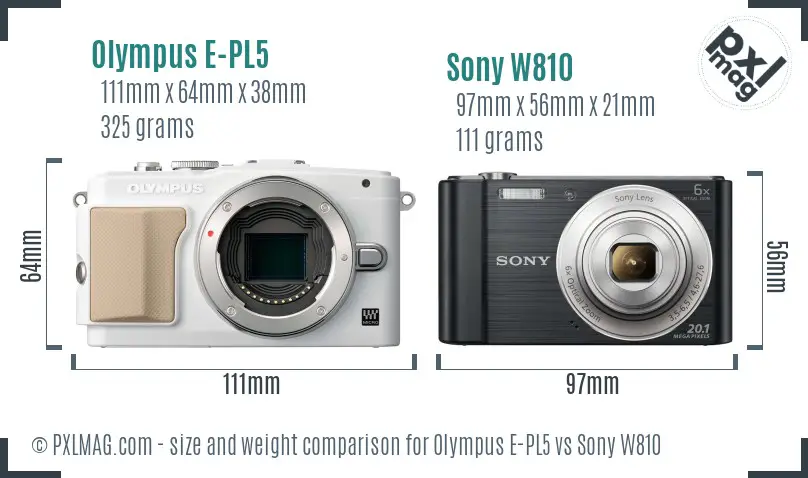 Olympus E-PL5 vs Sony W810 size comparison