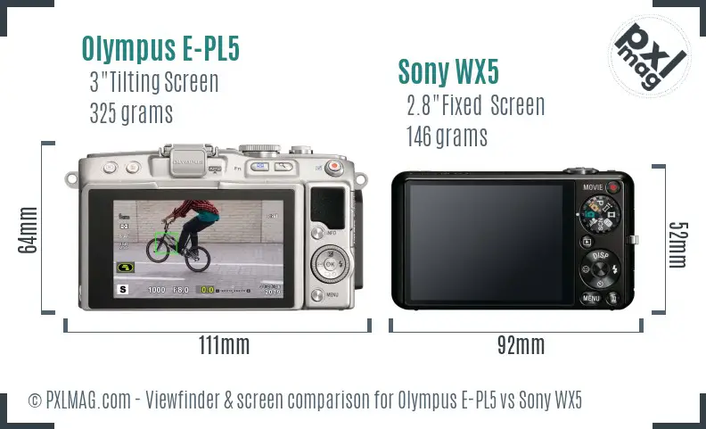 Olympus E-PL5 vs Sony WX5 Screen and Viewfinder comparison