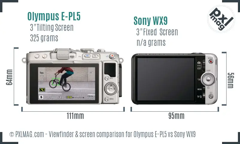 Olympus E-PL5 vs Sony WX9 Screen and Viewfinder comparison