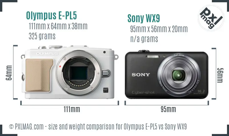 Olympus E-PL5 vs Sony WX9 size comparison