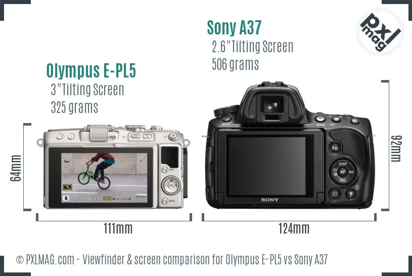 Olympus E-PL5 vs Sony A37 Screen and Viewfinder comparison Olympus E-PL5 vs Sony A37 Screen and Viewfinder comparison