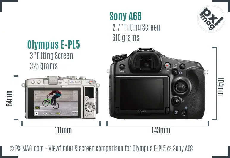 Olympus E-PL5 vs Sony A68 Screen and Viewfinder comparison Olympus E-PL5 vs Sony A68 Screen and Viewfinder comparison