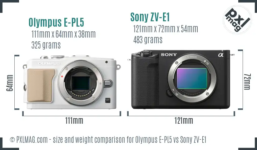 Olympus E-PL5 vs Sony ZV-E1 size comparison Olympus E-PL5 vs Sony ZV-E1 size comparison