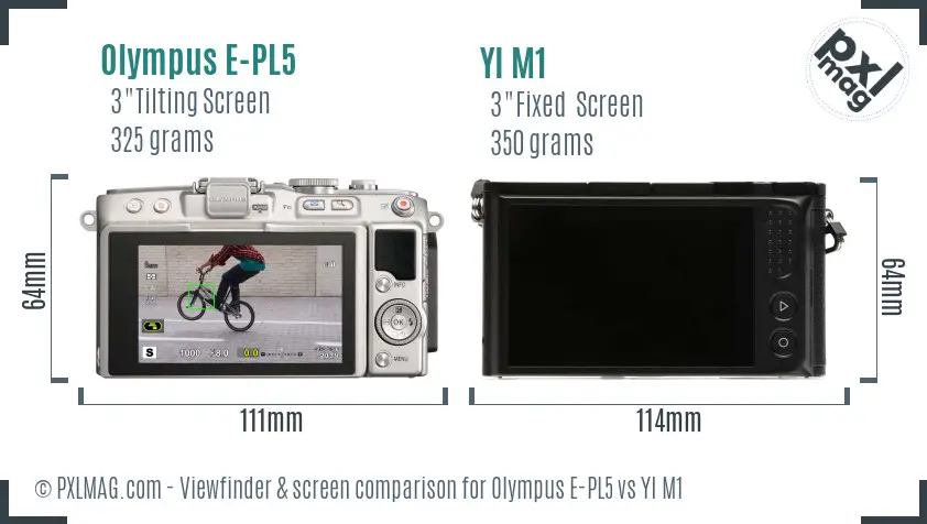 Olympus E-PL5 vs YI M1 Screen and Viewfinder comparison