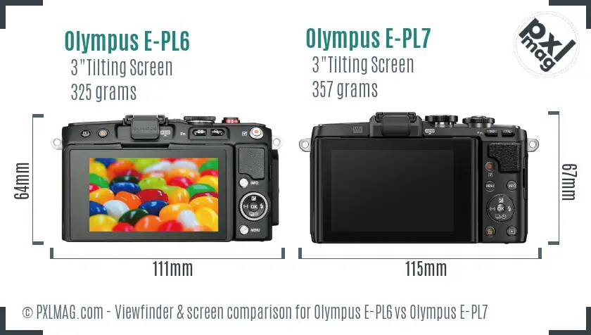 Olympus E-PL6 vs Olympus E-PL7 Screen and Viewfinder comparison