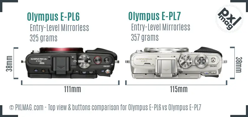 Olympus E-PL6 vs Olympus E-PL7 top view buttons comparison