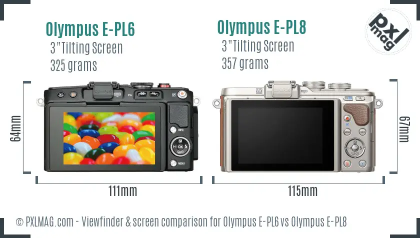Olympus E-PL6 vs Olympus E-PL8 Screen and Viewfinder comparison