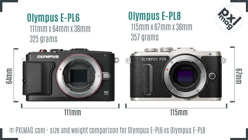 Olympus E-PL6 vs Olympus E-PL8 size comparison